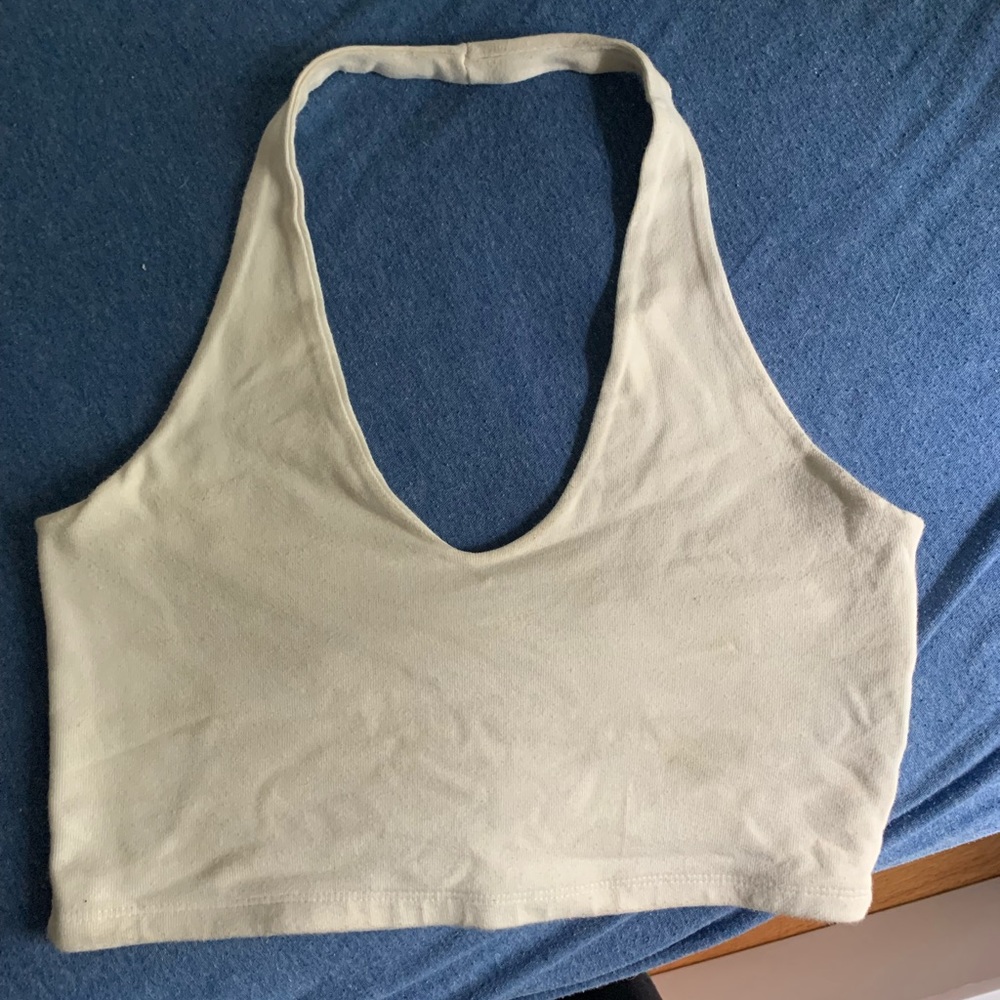 Brandy Melville White V neck crop